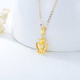 18K Yellow Gold Crown Pendant Necklace