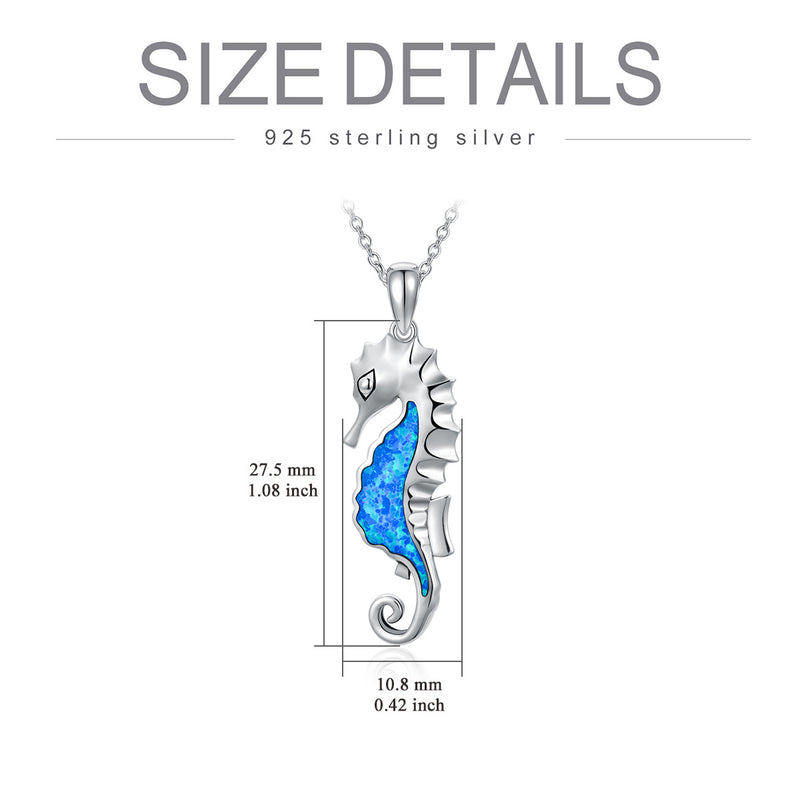 Opal Seahorse Necklace - Sterling Silver