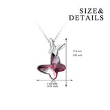 Two Butterfly Pendant Necklace With Crystals - White gold