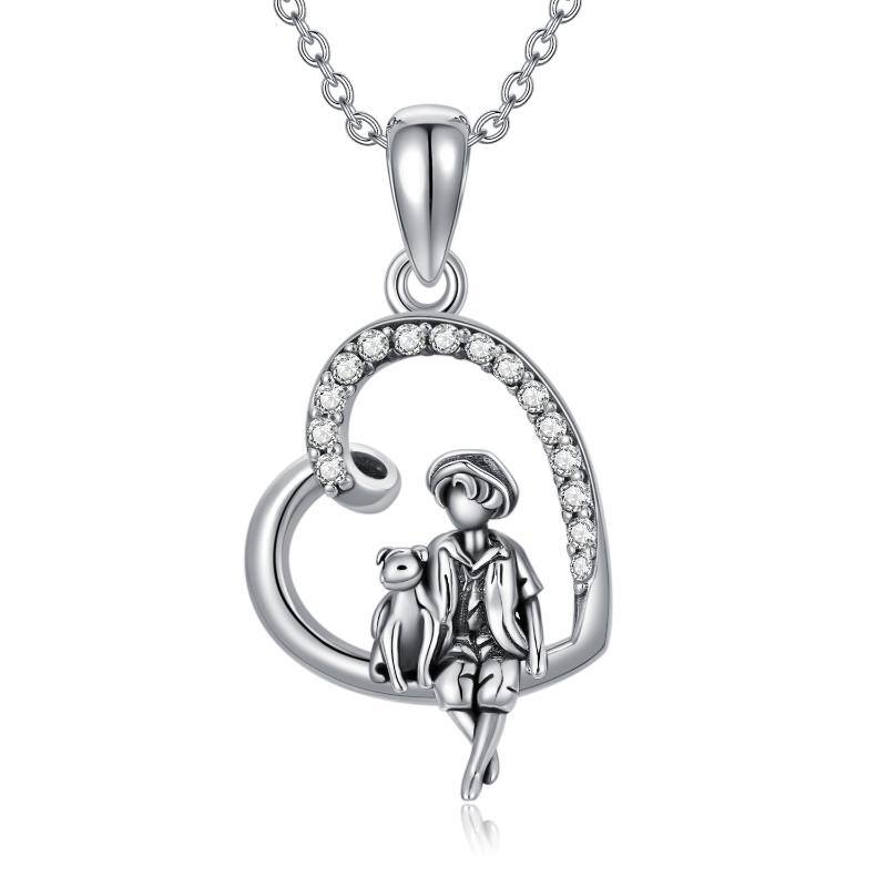 Heart Dog Memorial Necklace - Sterling Silver