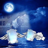 Angel Wing Moonstone Hypoallergenic Earrings - Sterling Silver