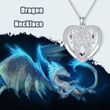 Dragon Necklace in White Gold - Sterling Silver