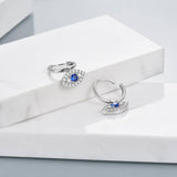 Sterling Silver CZ Evil Eye Earrings