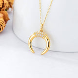 14K Real Gold Moon Necklace