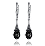 Retro Vintage Oval Crystal Birthstone Earrings - Sterling Silver