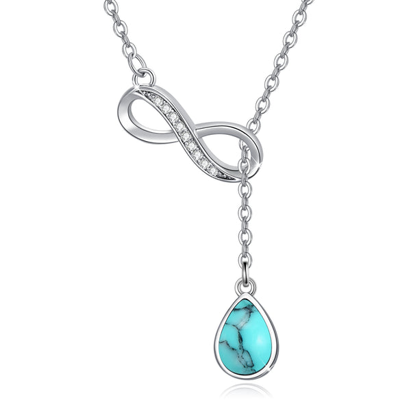 Sterling Silver Infinity Turquoise Drop Necklace