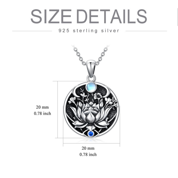 Lotus Evil Eye Protection Necklace - Sterling Silver