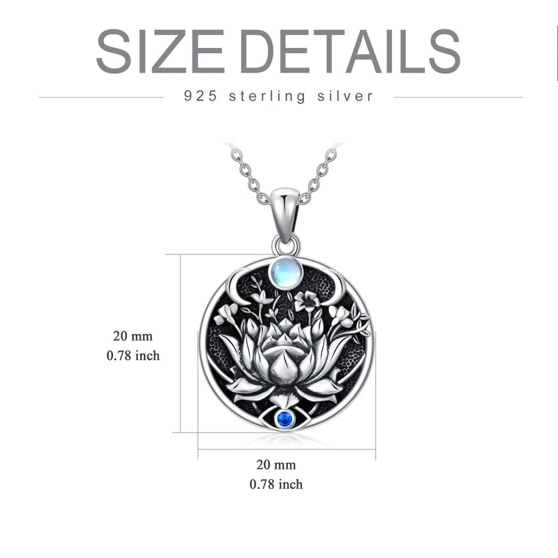 Lotus Evil Eye Protection Necklace - Sterling Silver