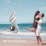 Angle Swan Wing Pendant Necklace - Sterling Silver