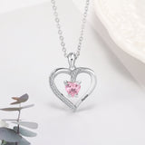 Custom Sterling Silver Heart-shaped Stone Necklace