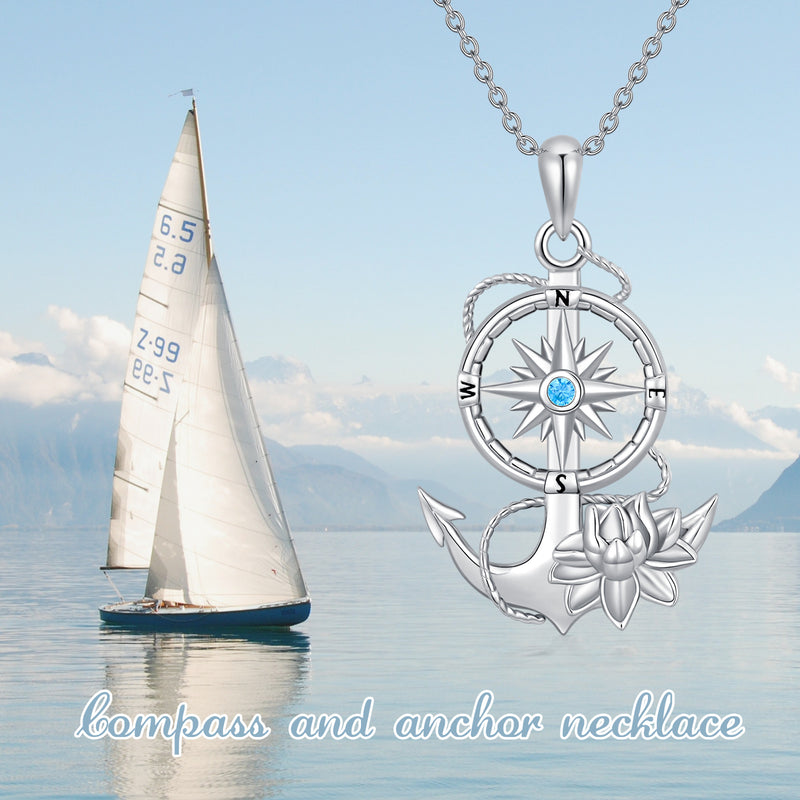 Lotus Anchor Necklace - Sterling Silver