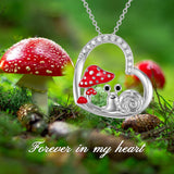 Snail with Mushroom Necklace - Sterling Silver