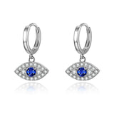 Sterling Silver CZ Evil Eye Earrings