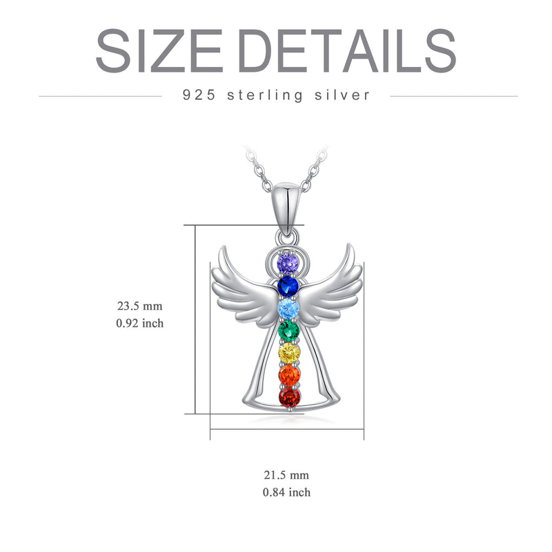 Guardian Angel Wings Chakra Necklace - Sterling Silver