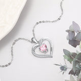 Custom Sterling Silver Heart-shaped Stone Necklace