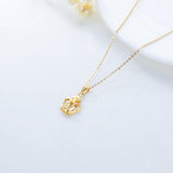 18K Yellow Gold Crown Pendant Necklace