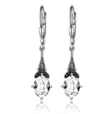 Retro Vintage Oval Crystal Birthstone Earrings - Sterling Silver