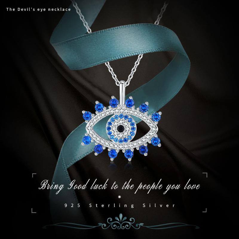 Sterling Silver Blue Evil Eye Pendant Neckalces