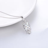 Sterling Silver Irish Celtic Knot Opal Pendant Necklace