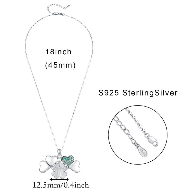 Sterling Silver Four Leaf Clover Locket Pendant Necklace