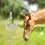 Sterling Silver Daisy Horseshoe Pendant Necklace