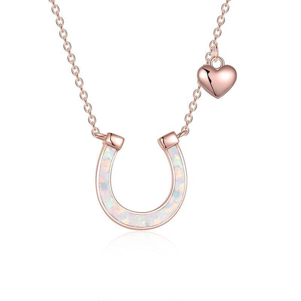 Opal Horseshoe Necklace - Sterling Silver