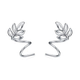 Ear Crawler Leaf Wrap Sterling Silver Earrings