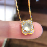 Pure Natural Jade Diamond 18K Gold Necklace