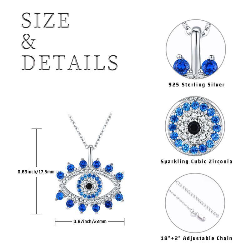 Sterling Silver Blue Evil Eye Pendant Neckalces