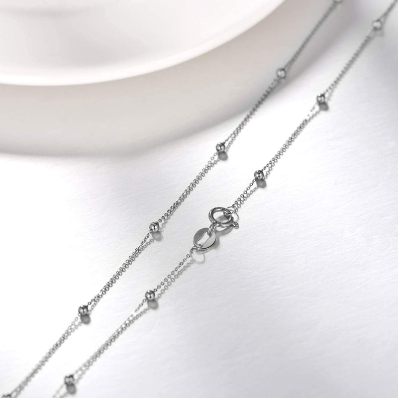 18K White Gold Bead Station Chain Necklace