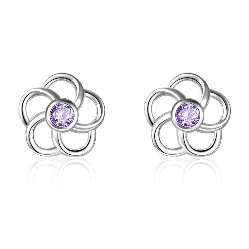 Dainty Rose Crystal Stud Earrings - Sterling Silver